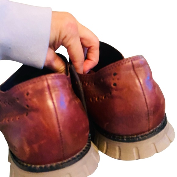 Cole Haan Leather ZeroGrand Oxford Wing Tip Burgundy Leather - Picture 4 of 9